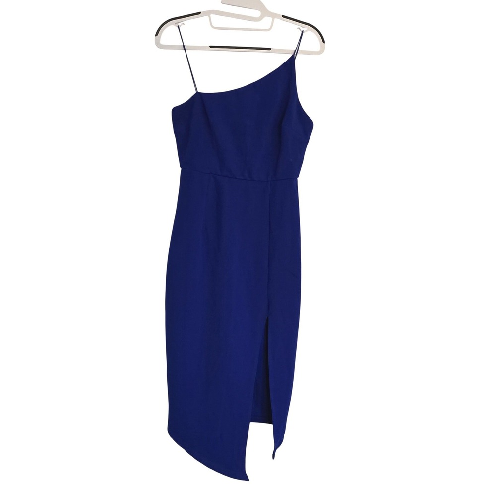 Hello Molly Royal Blue One Shoulder Asymmetrical Midi Dress Prom‎ HOCO Womens 6